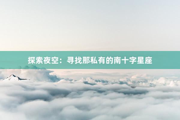 探索夜空：寻找那私有的南十字星座